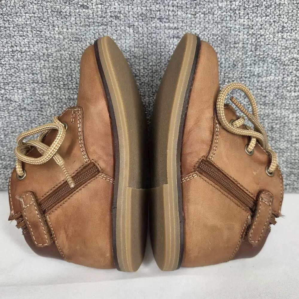 JAMIE KAY UNISEX LEATHER LACE‑UP SHOES – BROWN – SIZE 24 (APPROX. US 7 TODDLER)